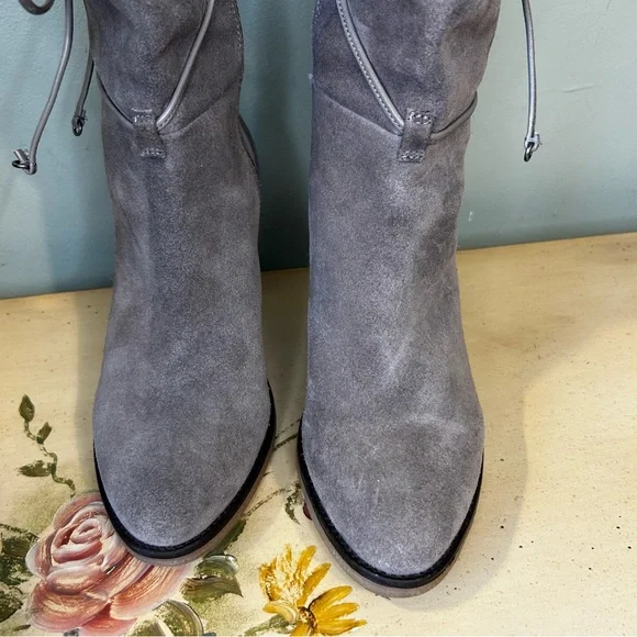 Johnston & Murphy Gray Suede Leather Lace Wrap Boots - Picture 6 of 16
